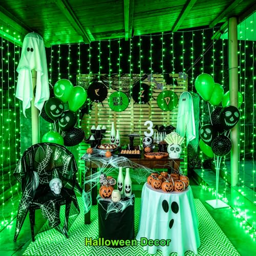 300 LED Green Curtain Lights for Halloween Decor (9.8 Foot)