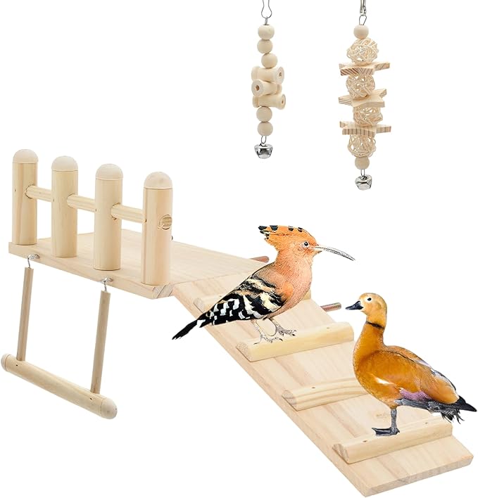 Cockatiel Toys, Bird Toys, Parrot Swing Toys with Climbing Ladder and Chewing Platform, Bird Cage Accessories for Budgerigar Conure Love Birds, 8 Pcs