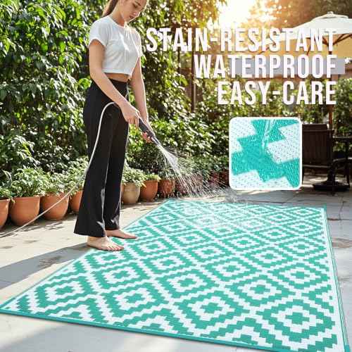 Outdoor Rug 6x9 ft Waterproof Reversible Mat