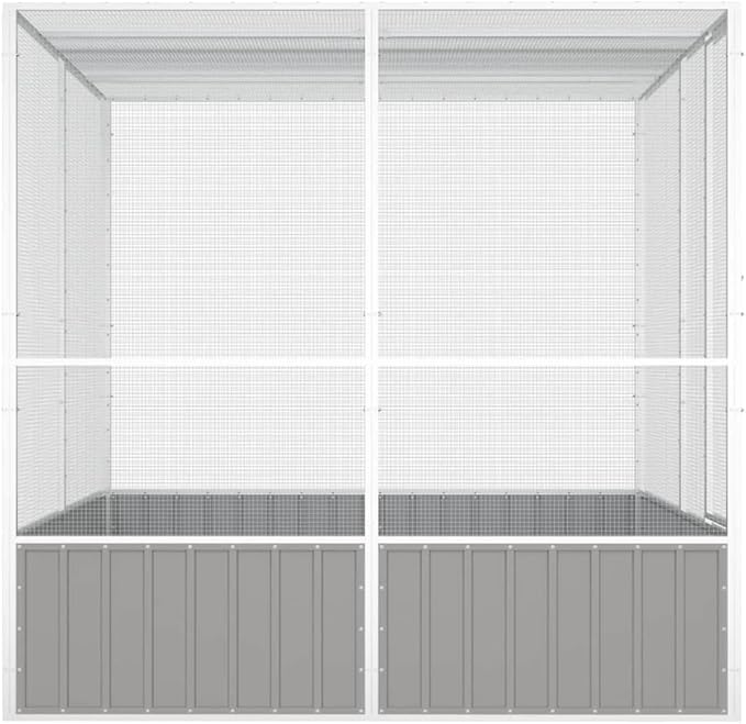Tidyard Large Bird Cage, Spacious Galvanized Steel Aviary for Budgies and Parrots, Rectangular Shape, Outdoor Use, 84.1 x 85.6 x 83.3 in