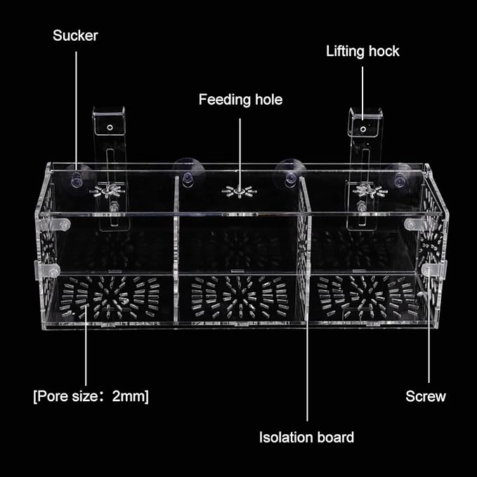 Acrylic Transparent Fish Tank, Breeding Isolation Box Aquarium Hatchery Incubator Holder with Screw Reinforcement, Convenient Use Comes with Isolation Board for Fish Breeding