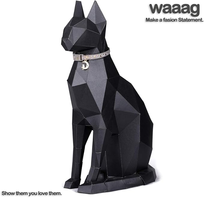 WAAAG Cat Collars, Gold Moons and Stars Cat Collar, Safety Breakaway Cat Collar, Glow in The Dark (Standard 9"-15" Neck, Grey)