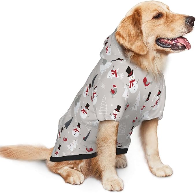 Christmas Gray Snowman Hoodie,Christmas Cosplay Dog Clothes with Pocket and Hat Winter Clothes Sweaters X-Large