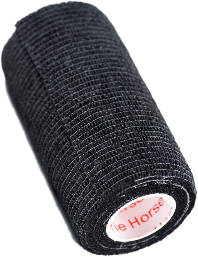 3 Inch Vet Wrap Tape Bulk (Black) (Pack of 24) Self Adhesive Adherent Adhering Flex Bandage Grip Roll for Dog Cat Pet Horse