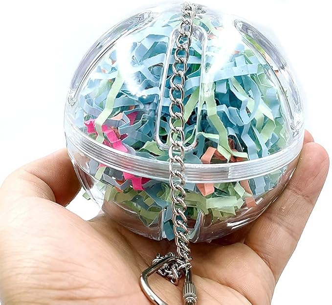 3.5" Hanging Plastic Forager Ball Toy to Unscrew with shredding Paper Inside for Medium and Large Parrot