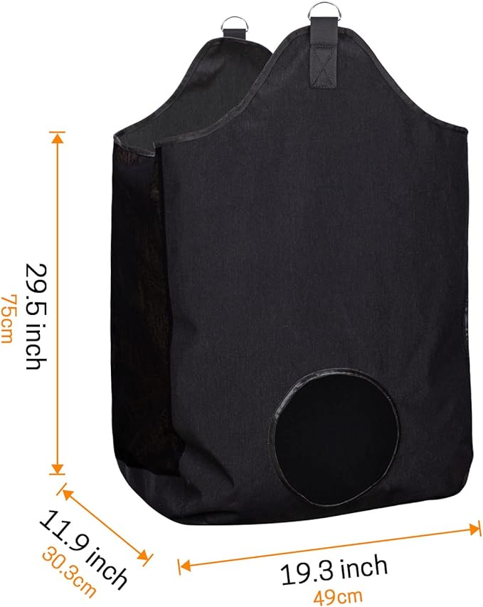 Hay Bags for Horse, Large Capacity Feeding Bag, Hay Nets for Sheep, Goats, Open Feed Hole Hay Feeder for Slow Feeding (Black)