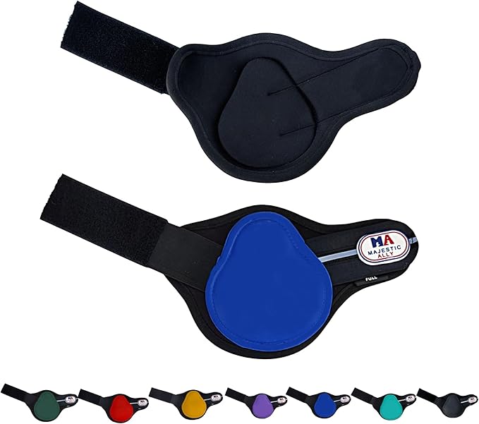 Majestic Ally Horse Leg Protection Fetlock and Tendon Boots Set, PU Shell, Neoprene Lining, Hook and Loop Closures, Multiple Colors and Sizes