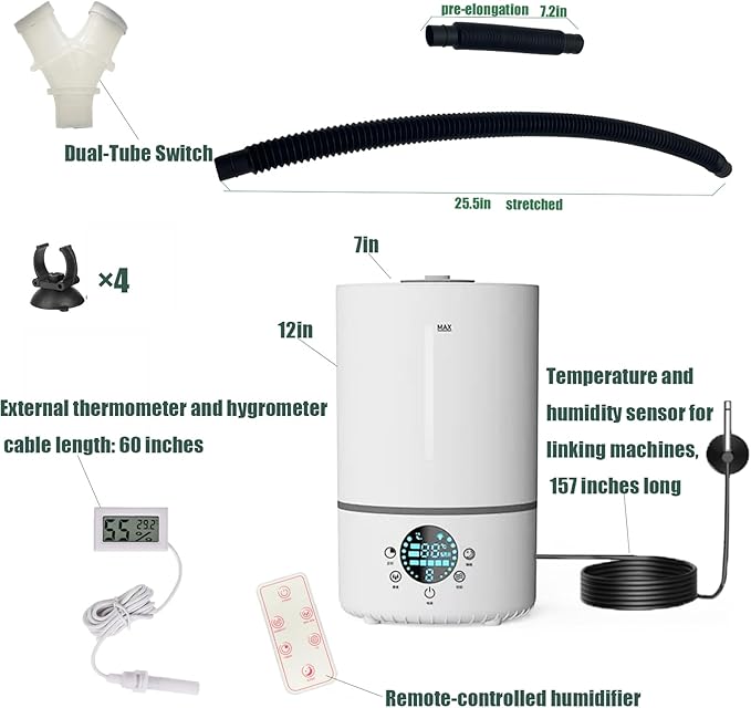 Humidifier for plants, Reptile fogger,4L,Dual Tank Mode & Dual Probes with Constant Humidity Setting,35H Runtime, Remote Control, for Reptile Terrariums & Indoor Houseplants