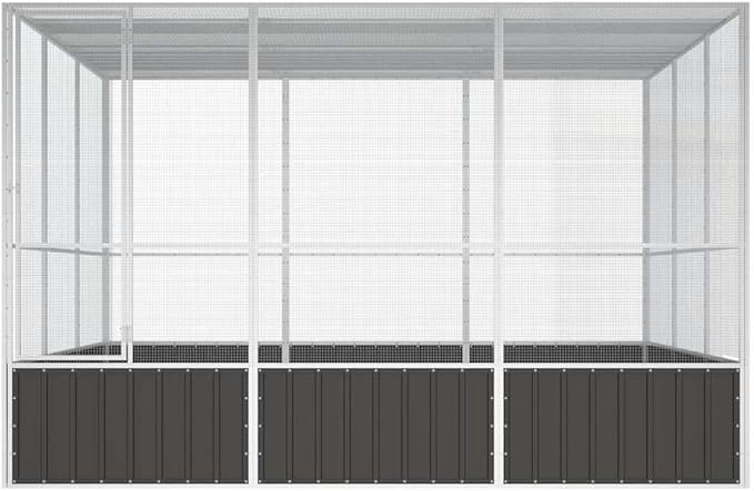 Metal Steel Large Bird Cage for Budgies, Pigeons, Galvanized Steel Birdcage Aviary House, 119.1"x127.8"x83.3", Anthracite,-671