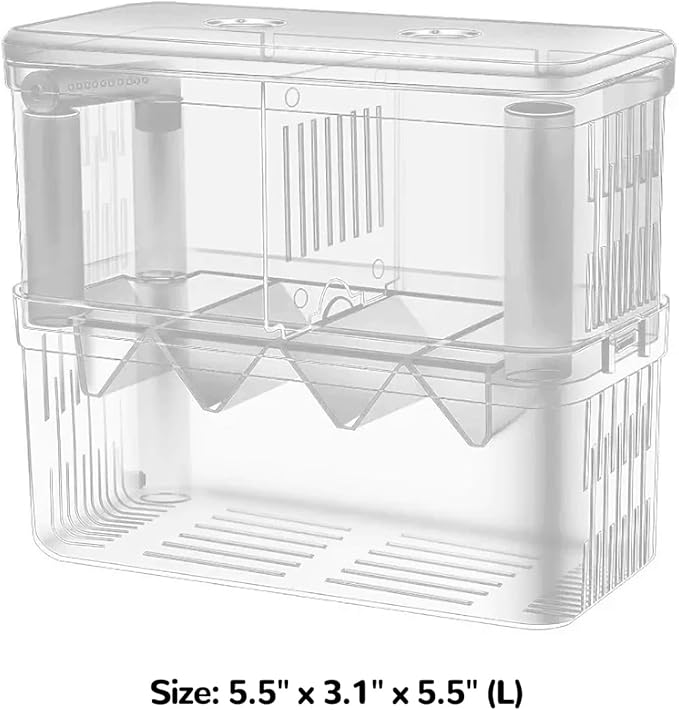 J-star Large Fish Breeder Box for Aquarium Tank, Acrylic Breeding Box for Guppy/Betta/Shrimp/Clownfish, Baby Fish Hatchery & Isolation Tank