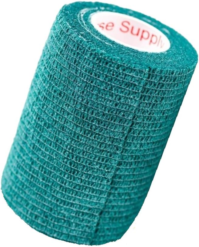Vet Wrap Tape (Hunter Green) (2 Pack) (3 Inch x 15 feet) Self Adhesive Adherent Adhering Cohesive Flex Self Stick Bandage Grip Roll Dog Cat Pet Horse