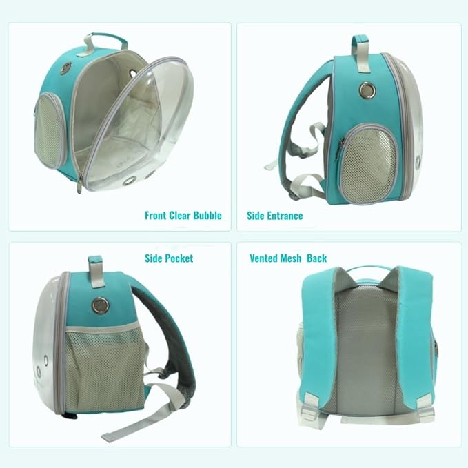 Small Animal Carrier Guinea Pig Backpack,Transparent, Breathable Backpack Carrier for Hedgehogs, Rabbits, Birds, Squirrels, Hamsters, Lizards Comfortable, Portable Travel Bag for Small Pets (Green)