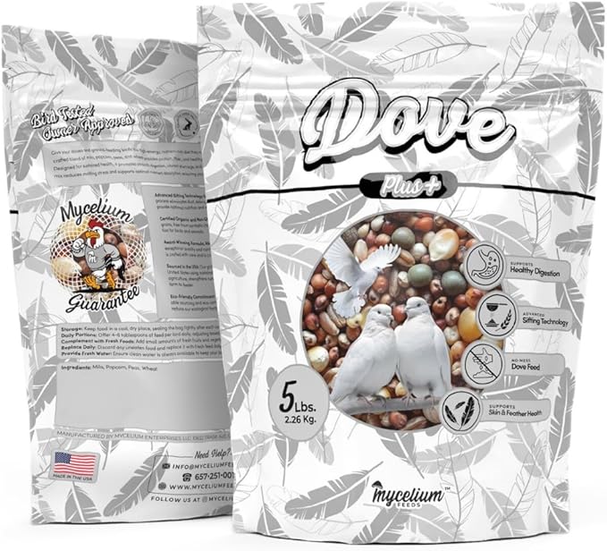 Mycelium Dove Plus Wild Bird Food (5 LB Bag) | Premium Bird Seed Mix for Doves, Pigeons & Ground-Feeding Birds | Supports Healthy Digestion | Organic, Non-GMO & Made in USA