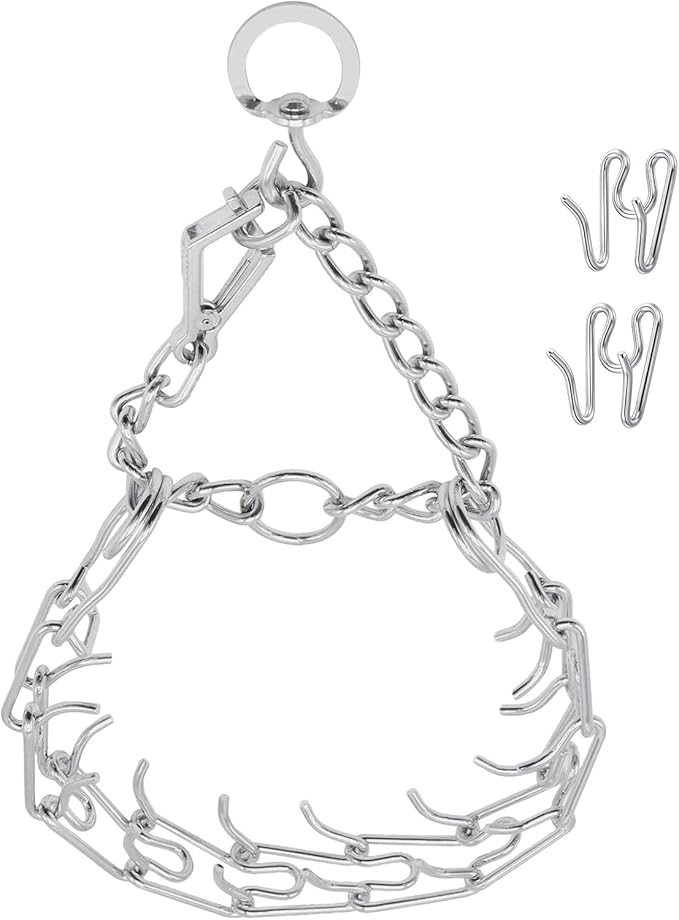 Prong Pinch Collar for Dogs with Quick Release Buckle, Adjustable Training Collar for Small Medium Large Dogs, Helps Prevent Dog from Pulling(2.3mm, Neck Size 13"-15"), Silver
