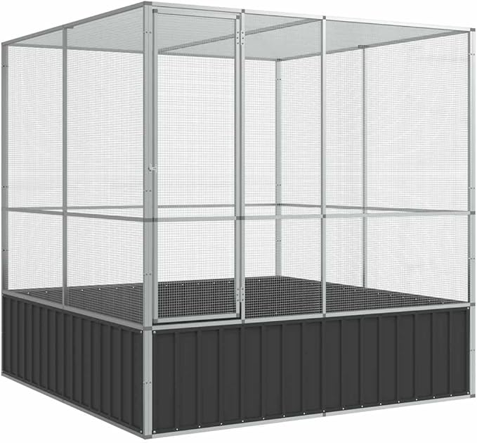 Outdoor Aviary Bird Cage, Galvanized Steel Outside Ample Activity Space Birdcage, 83.1"x81.5"x83.5", -260