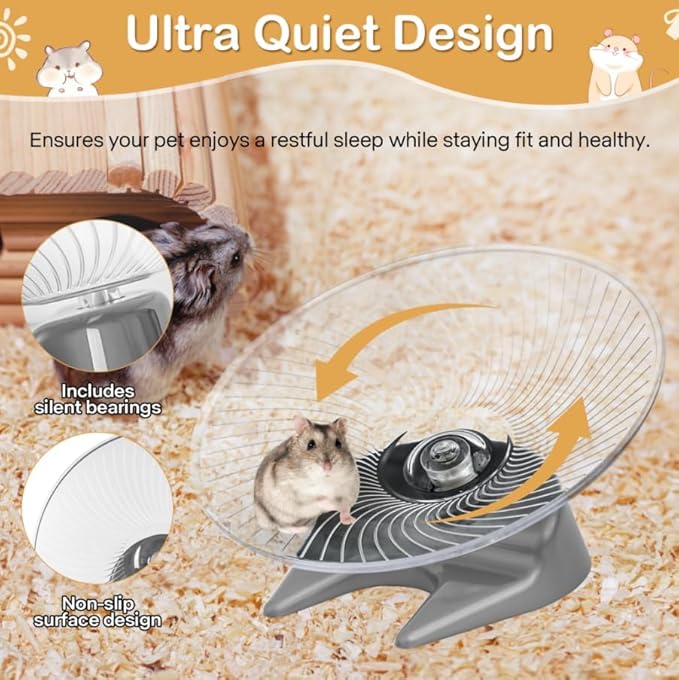 Hamster Flying Saucer Silent Running Exercise Wheel for Hamsters, Gerbils, Mice,Hedgehog and Other Small Pets Silent Running Wheel Hamster,Medium