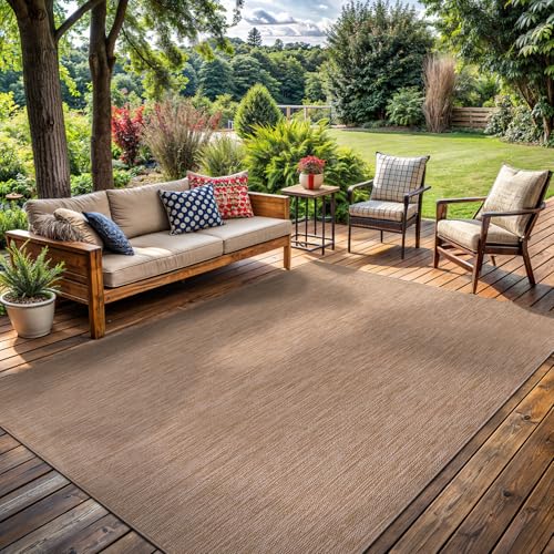 Washable Indoor Outdoor Rug 5x7 Weather Resistant Area Rugs Modern Solid Jute Rug for Porch Deck Balcony Backyard Patio Outside Carpet
