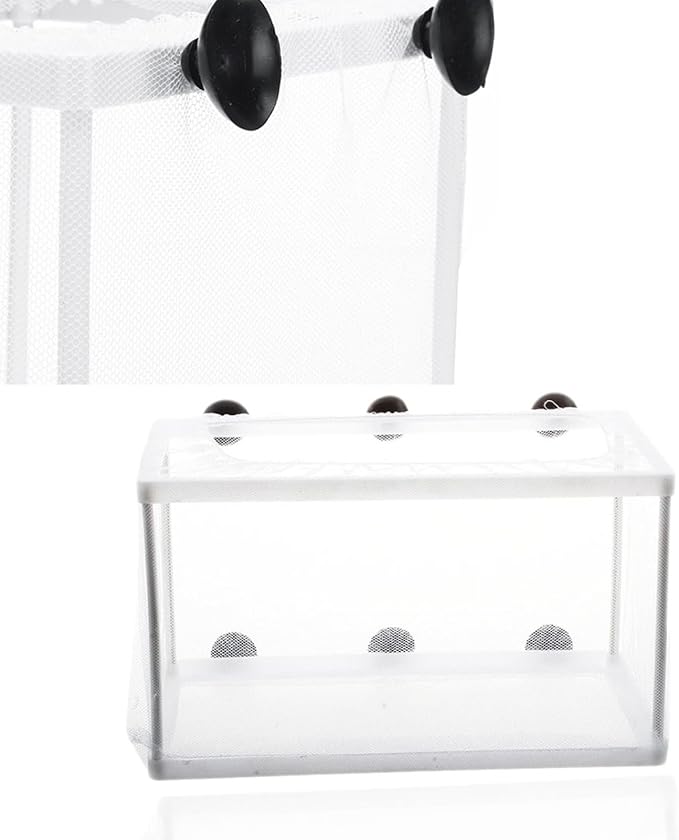 SagaSave Fish Breeder Box, Plastic Frame Hatching Box Separation Net Breeding Box with Suction Cup for Aquarium (Small Size)