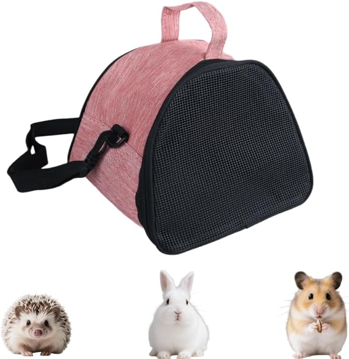 Ibluelover Hamster Carrier Bag Breathable Small Animals Travel Handbag Adjustable Outdoor Carrying Pouch for Guinea Pig Bunny Hedgehogs Bird