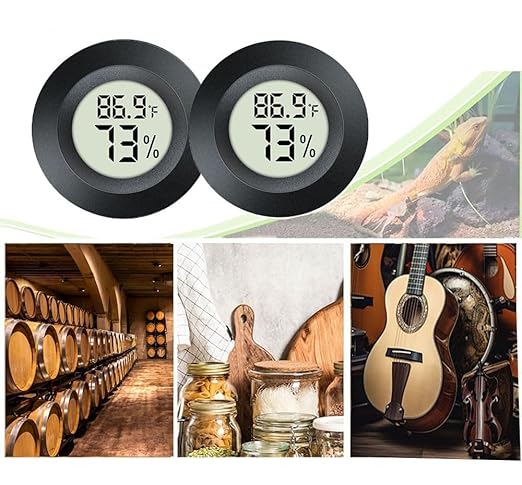 4 Pack Hygrometer Thermometer Digital Humidity Meter Indoor/Outdoor Humidity Monitor Reptile Thermo-Hygrometer for Greenhouse Humidors Terrarium Jars, Fahrenheit (℉) /Celsius(℃) (4)