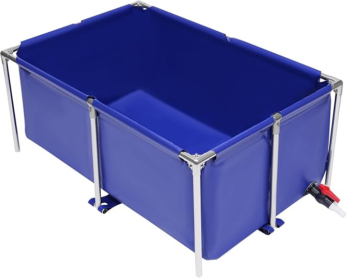 Canvas Fish Pond, Rectangular Aquarium Fish Tank Ornamental Swimming Pool Koi Breeding Pond Foldable Water Storage Reservoir Swimming Pool for Fish, Lobster, Prawns