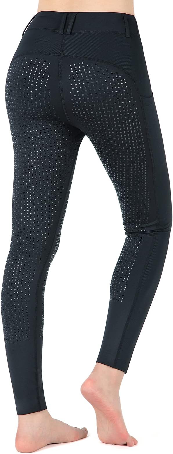 beroy Horse Riding -Pants Women Equestrian-Breeches - Ladies Training Horseback Riding Tights Full Seat Silicone Pockets