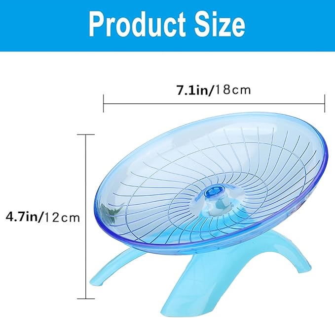 Hamster Flying Saucer Silent Running Wheel, 12 Inch, Suitable for Guinea Pigs, Hamsters, Hedgehogs and Other Small Animals to Ensure Safe Exercise（Blue）