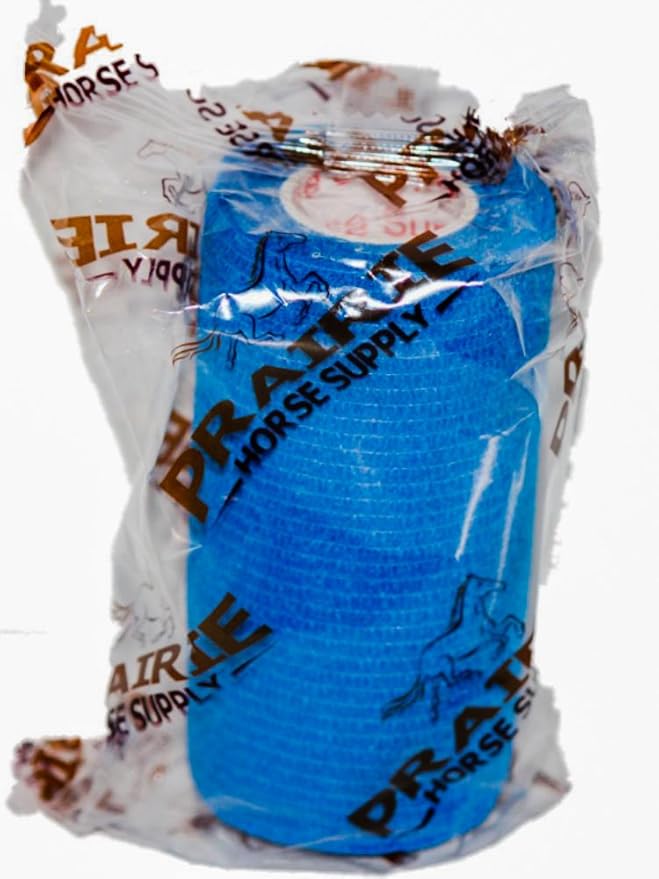 Vet Wrap Tape (Blue) (2 Pack) (3 Inch x 15 feet) Self Adhesive Adherent Adhering Cohesive Flex Self Stick Bandage Grip Roll Dog Cat Pet Horse