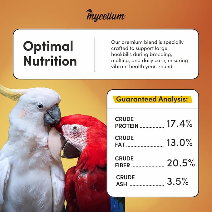 Mycelium Organic Large Hookbill Feed (5 LB Bag) | Balanced Bird Food for Large Pet Birds| High-Protein Seed Mix | Supports Energy & Digestion | USA-Grown, Non-GMO