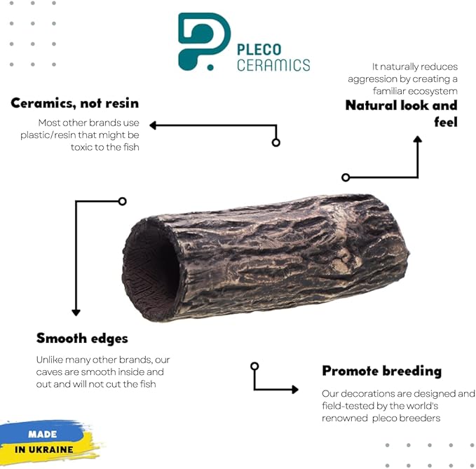 Plecoceramics Pleco Cave Natural Breeding Ceramic Decorations Fish Tank Aquarium Small Size (1 pcs)