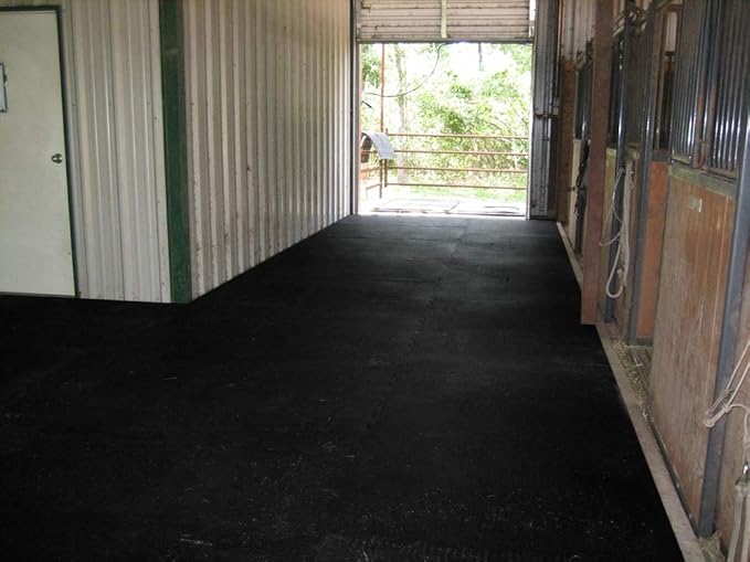 American Floor Mats - Horse/Stable Mats - Heavy Duty Stall Mats - Thick, Durable Rubber Flooring Solid Black 3/4" Thick – 4' x 10' Mat