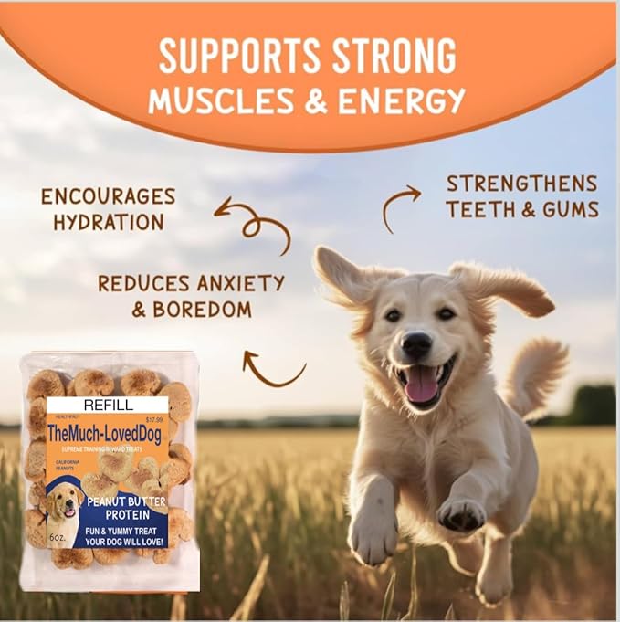 The Much-Loved Dog!™ Peanut Butter Dog Treats – Natural Biscuits for Small Dogs & Large Breeds – Healthy Puppy Treats for small dogs Made in USA, Training Snacks for All Breeds (1 Pack, Peanut Butter)