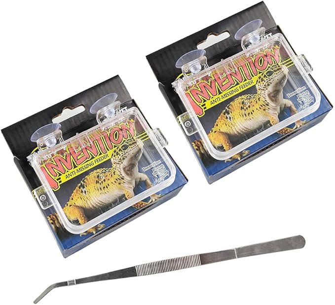Chameleon Bowl and a Reptile Feeding Tongs 2pcs Feeder and Water Cups with Suction for Iguana Lizard Gecko Worm