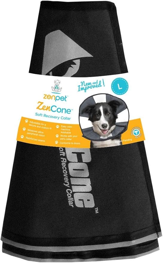ZenPet Recovery Cone E-Collar for Dogs & Cats – Soft, Comfortable, Safe & Stress-Free Healing After Surgery, Adjustable Design, Secure Custom Fit (Large)