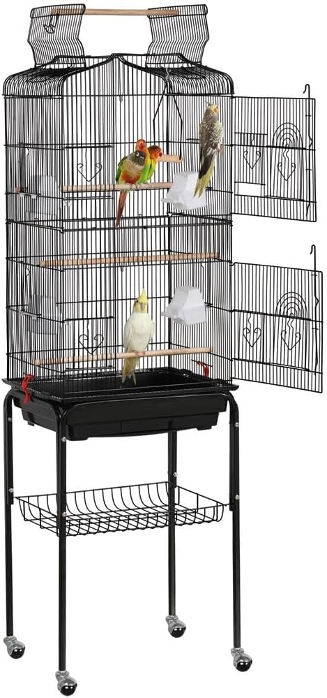 Yaheetech 64-inch Play Open Top Medium Small Bird Cage with Detachable Rolling Stand for Parrot Lovebirds Finches Canaries Parakeets Cockatiels Budgie Parrotlet Conures