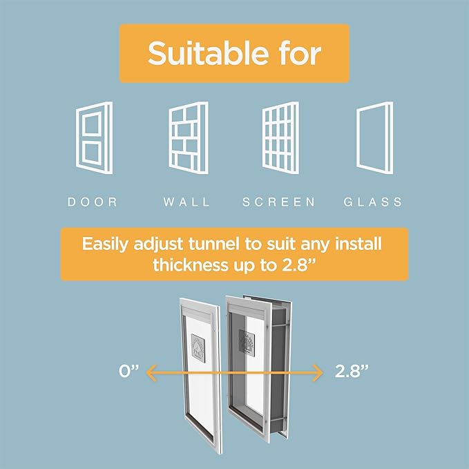 Hakuna Pets Deluxe Aluminum Pet, Cat and Dog Door with 2-Way Locking Panel for Screens, Doors and Walls up to 2.8" Thick, X-Large, Silver