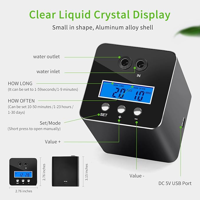 Reptile Mister System, Reptile Humidifier for Terrariums, auto Mister with 2 Spray Nozzles for Reptiles，Snakes,Frogs,Plants