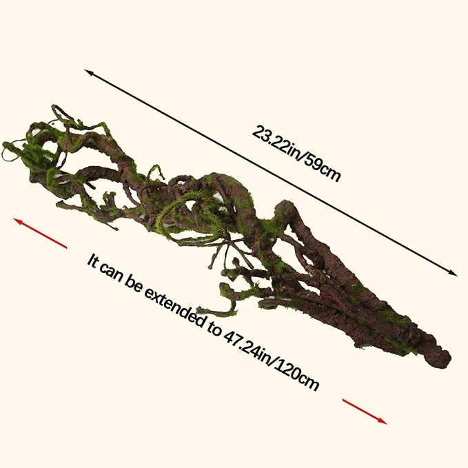 BNOSDM Reptile Bend-A-Branch Vines with Moss,Bendable Reptile Jungle Vines,Bearded Dragon Climbing Plants Tank Accessories,Pet Habitat Decor for Chameleon Geckos Snakes Lizards Frogs