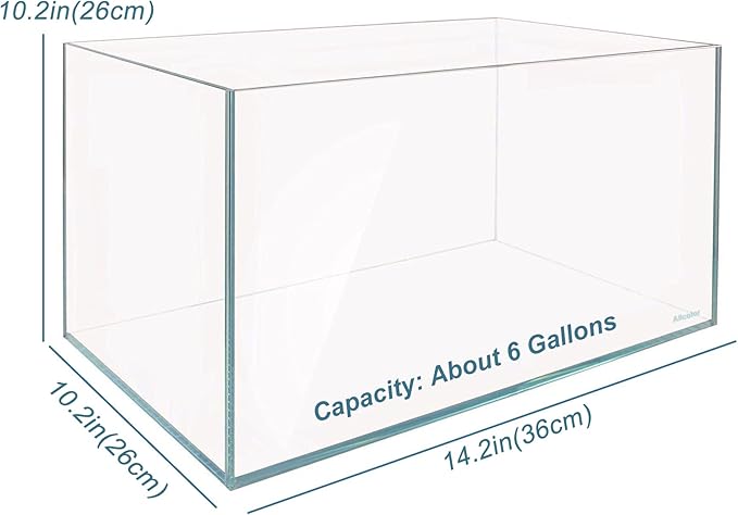 Ultra Clear Rimless Aquarium Tank 6-60 gallons Low Iron Glass (6Gal)