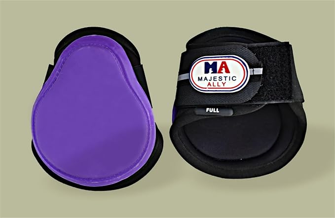 Majestic Ally Horse Leg Protection Fetlock and Tendon Boots Set, PU Shell, Neoprene Lining, Hook and Loop Closures, Multiple Colors and Sizes