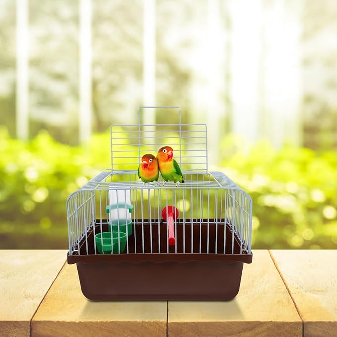 VANZACK Portable Birdcage Parrot Carrying Cage Parrot Bird Carrier Travel Portable Travel for s s for Parakeets s for Cockatiels Coffee Iron