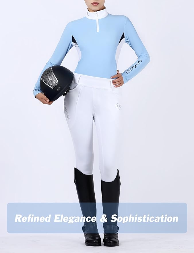 Women's Horse Riding Shirt Long Sleeve Top Comfortable Breathable Quick-Dry Horseback Riding Shirts Equestrian Women