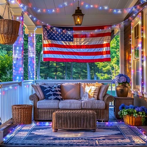400 LED Red White and Blue String Lights Outdoor (132 Foot)