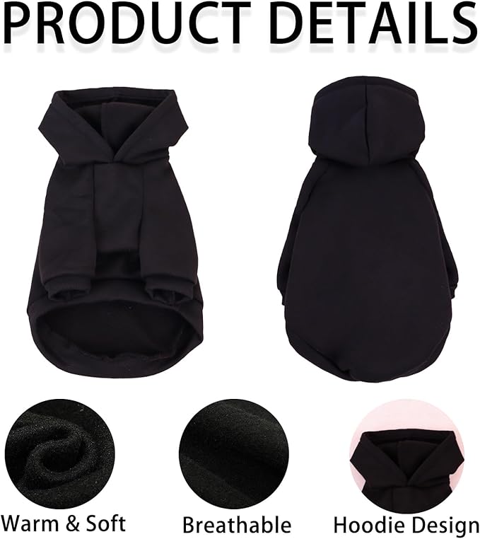 Custom Dog Hoodie, Personalized Sweatshirt with Photo Text Name Logo, Customized Hooded Sweater for Small Medium Large Dogs & Cats (Black, Small)