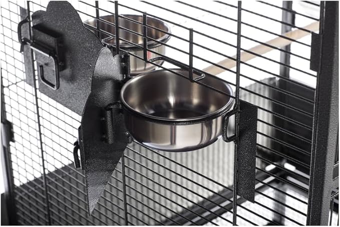 Mid-Century Marvel Bird Cage with Retro-Inspired Design, Durable Construction, Spacious Interior, and Elegant Finish for Stylish Black Hammertone