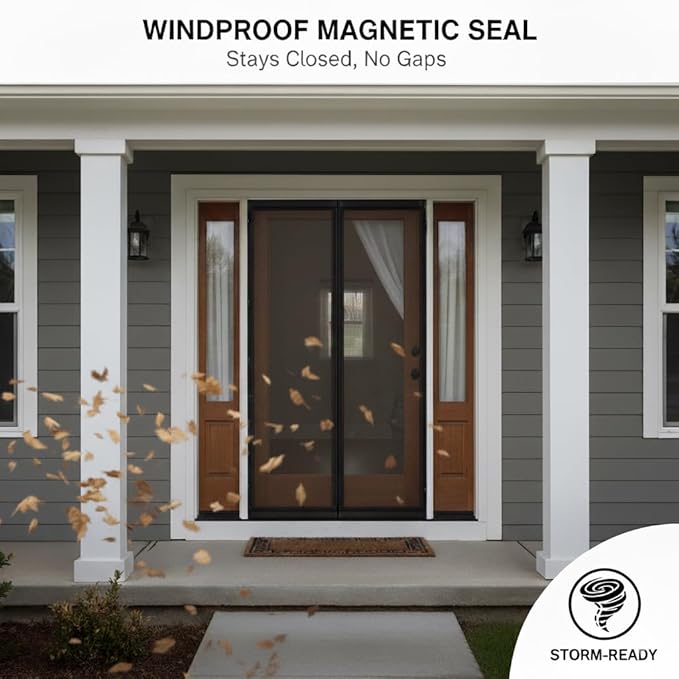 Premium Magnetic Screen Door, Heavy-Duty Reinforced Mesh, Ultra-Dense Weave, Smooth Auto-Close, Pets & Kids – Hands-Free, No-Gap Seal