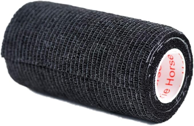 3 Inch Vet Wrap Tape Bulk (Black) (Pack of 12) Self Adhesive Adherent Adhering Flex Bandage Grip Roll for Dog Cat Pet Horse