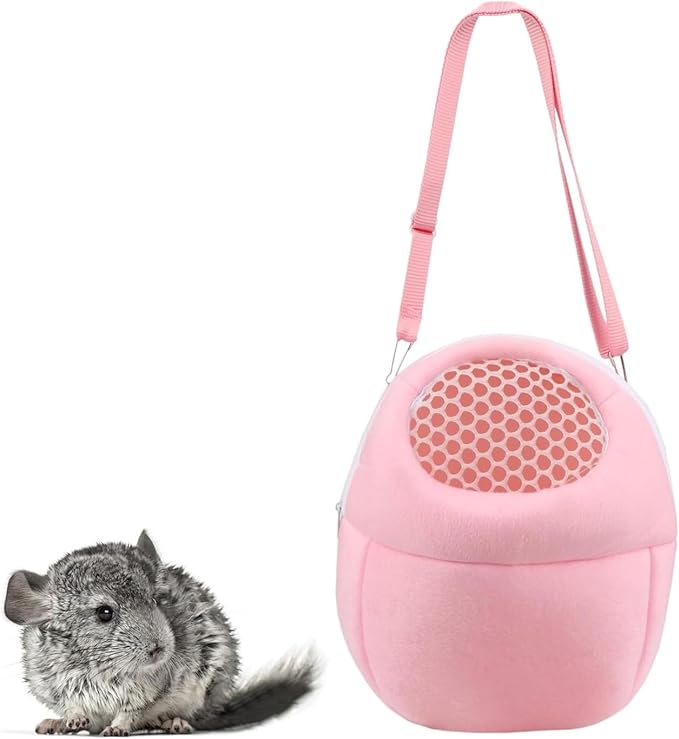 Pet Carrier Backpack for Small Animals, Travel Handbag for Cat, Puppy, Guinea Pig, Hedgehog, Hamster (Pink, S)