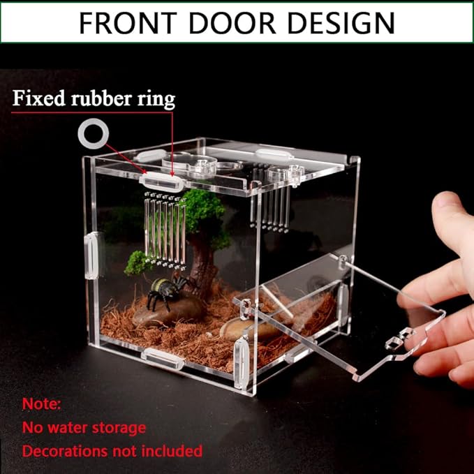 Acrylic Jumping Spider Enclosure, Small Reptile Terrarium Habitat for Tarantula Snail Insect Small Reptile (4.5x4.3x4.1inch)