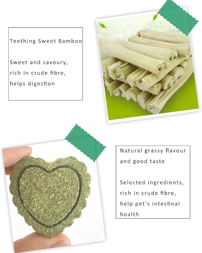 Rabbit Chews Toys Cleans The Mouth, Guinea Pig Chew Toys Protect Teeth, Apple Sticks Timothy Grass Sticks Bamboo for Rabbits Helps Digestion Chinchilla Treats